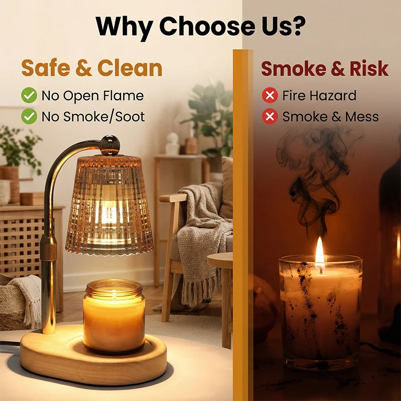 50W Aromatherapy Candle Heating Lamp Timer switch Dimmable Candle lamp Cafe Romantic Atmosphere Desktop Decor 220V Ambient Light